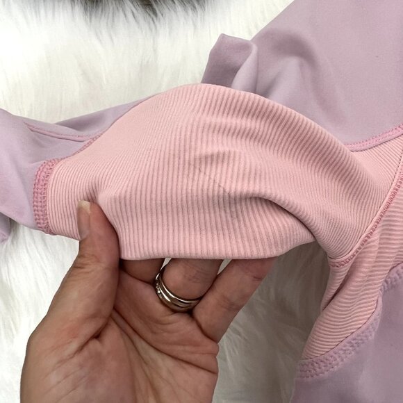 Lululemon Light Pink Coral Hooded Quarter Zip Running Pullover Athletic Womens 8 - Picture 11 of 11